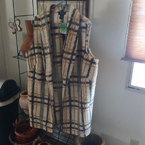 New York & Company Beige,Tan And Gray Sleevless Vest